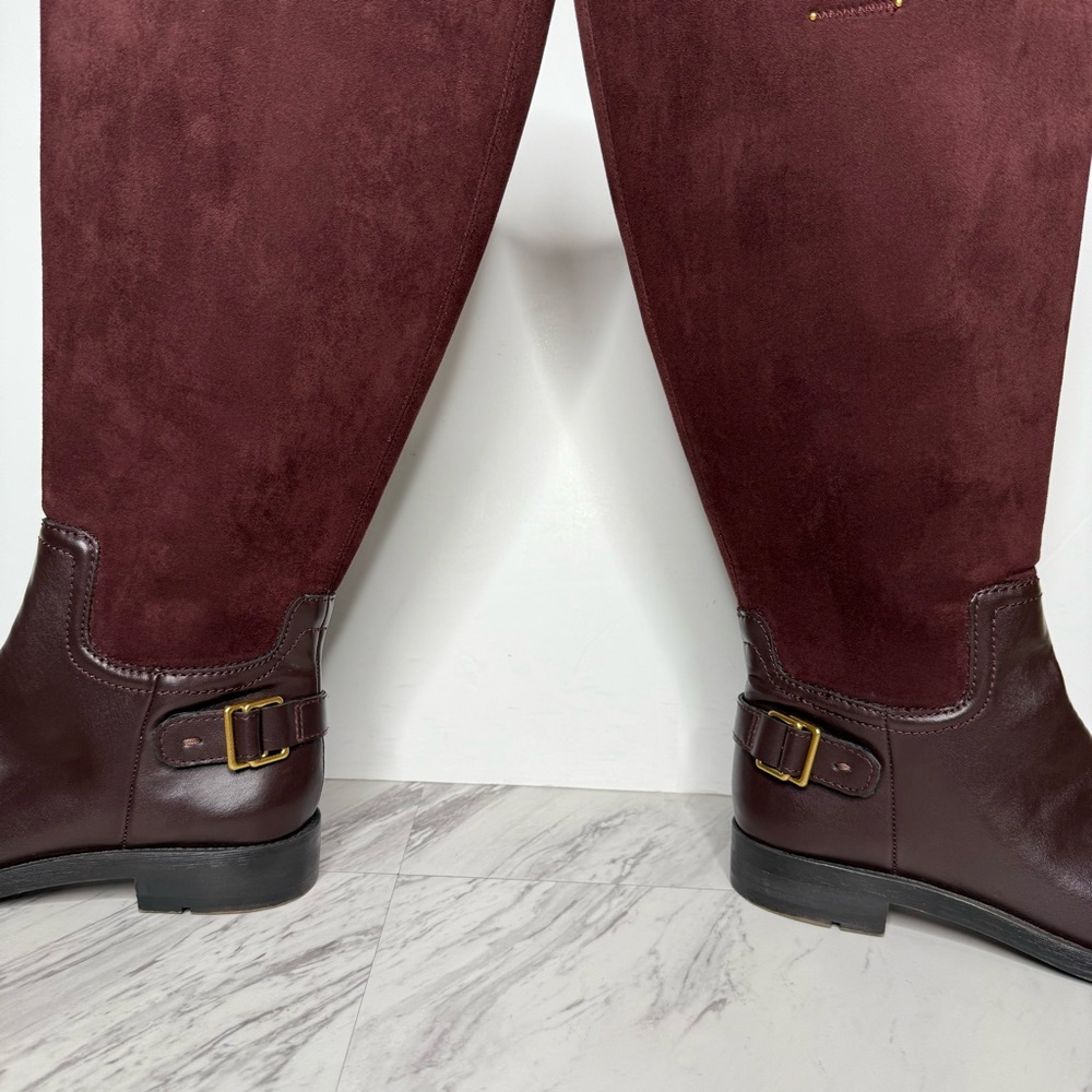 Franco Sarto Merina Burgundy Brown Wide Calf Tall Riding Boot 8M - Picture 8 of 15